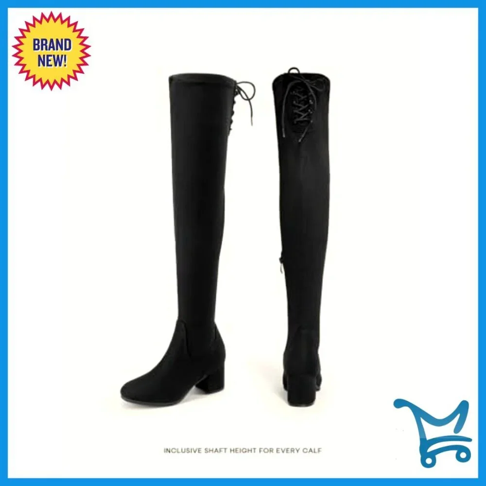 Women's Over The Knee Boots Chunky Heel Stretch Faux Suede Fall Fashion